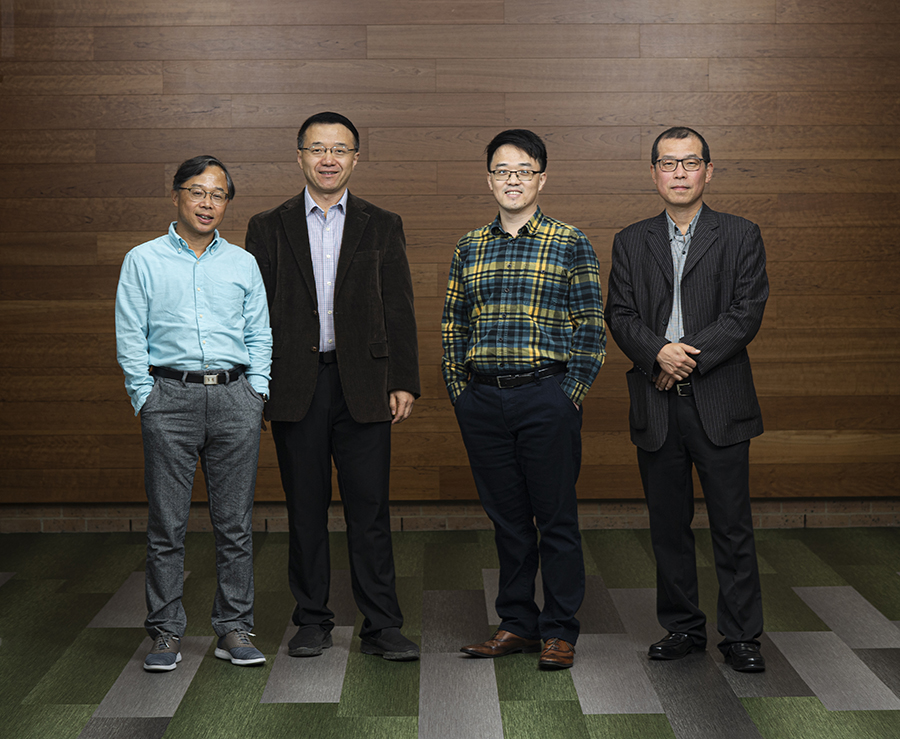 Photo of UNT faculty Junhua Ding, Song Fu, Qing Yang and Xinrong Li