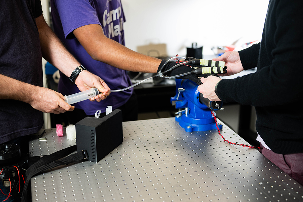Photo of soft robotic glove developed at UNT