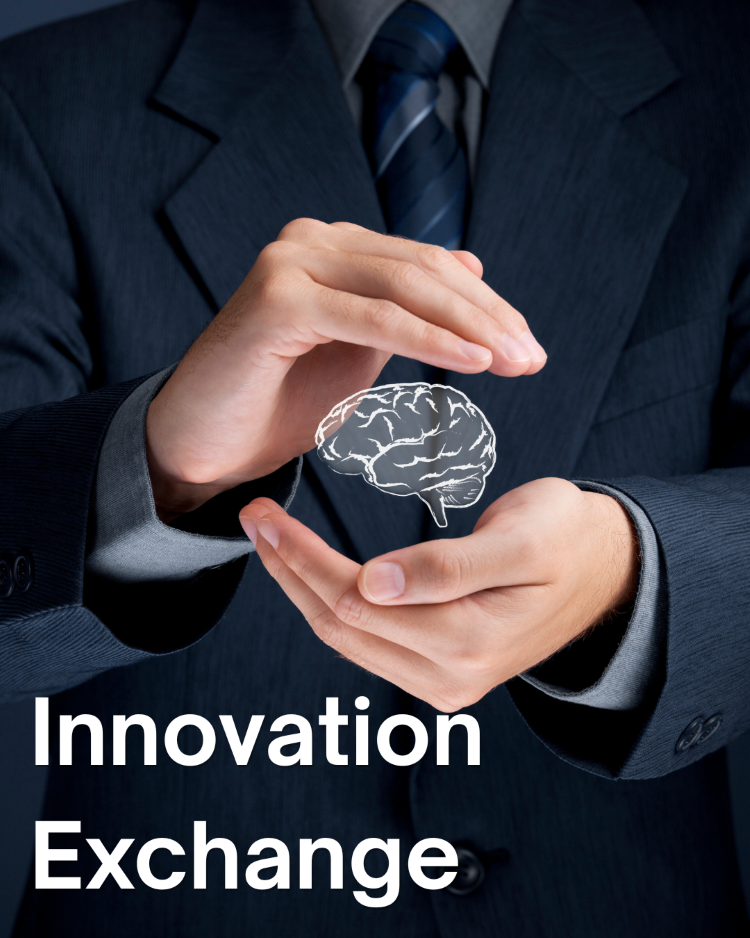 person in a suit holding their hands cupped with an image of a brain in between the hands