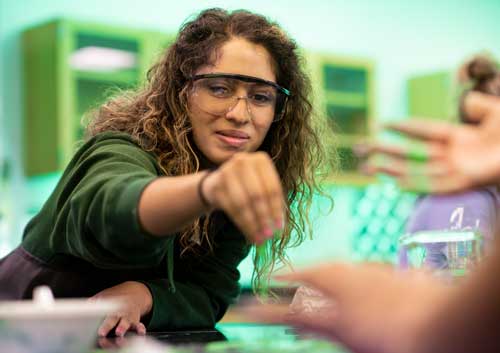 student in science lab