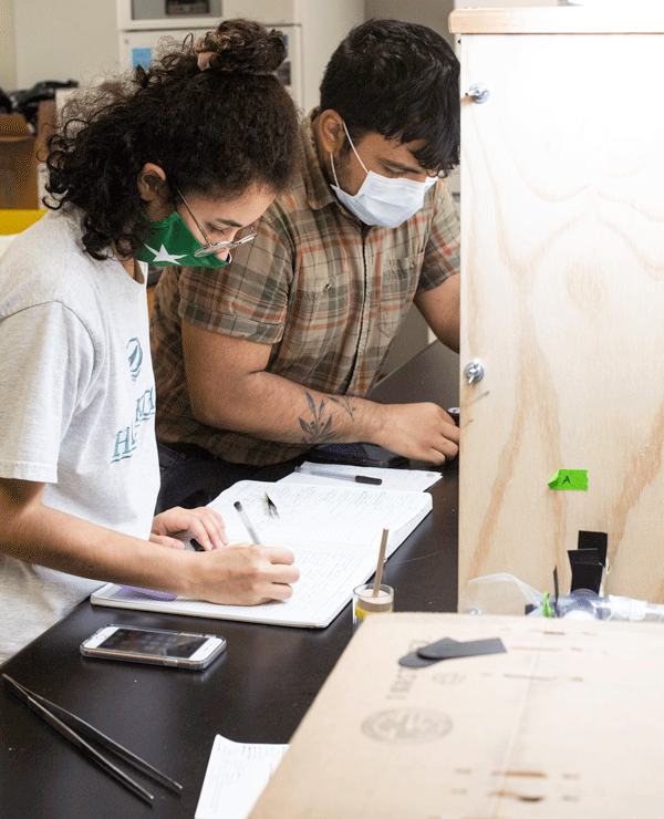 undergraduate students in lab