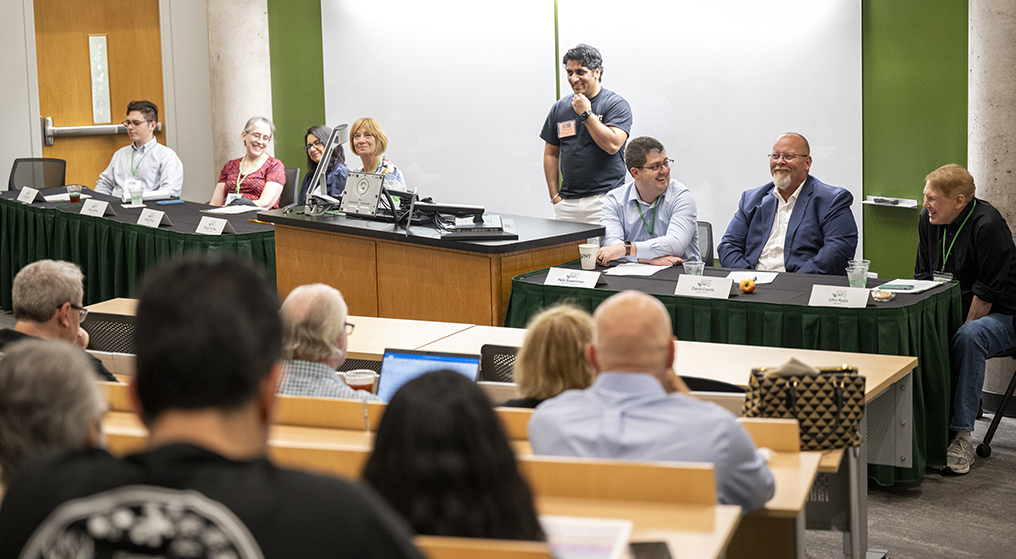 Photo of the industry panel at the BioDiscovery Institute Research Expo