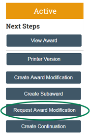 request award modification link circled