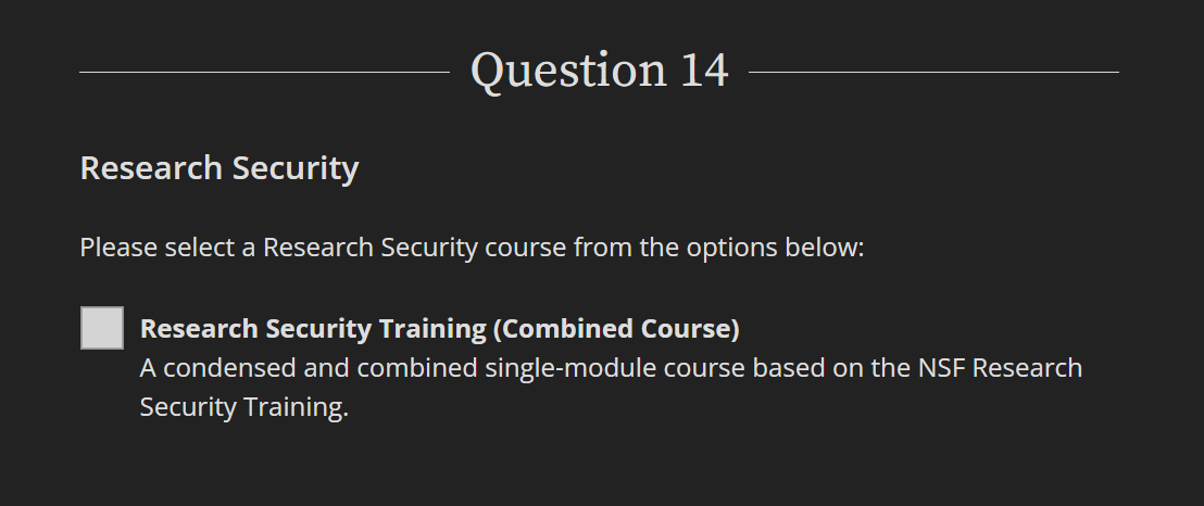 research security question 14 for research security steps