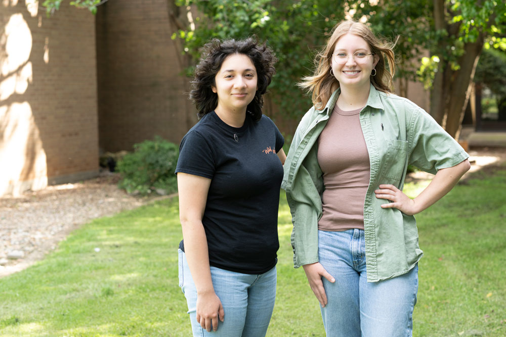 Senior ecology majors Ashley Giron and Mack Davis