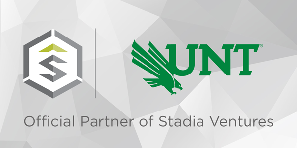 Stadia and UNT logos Official Partner of Stadia Ventures