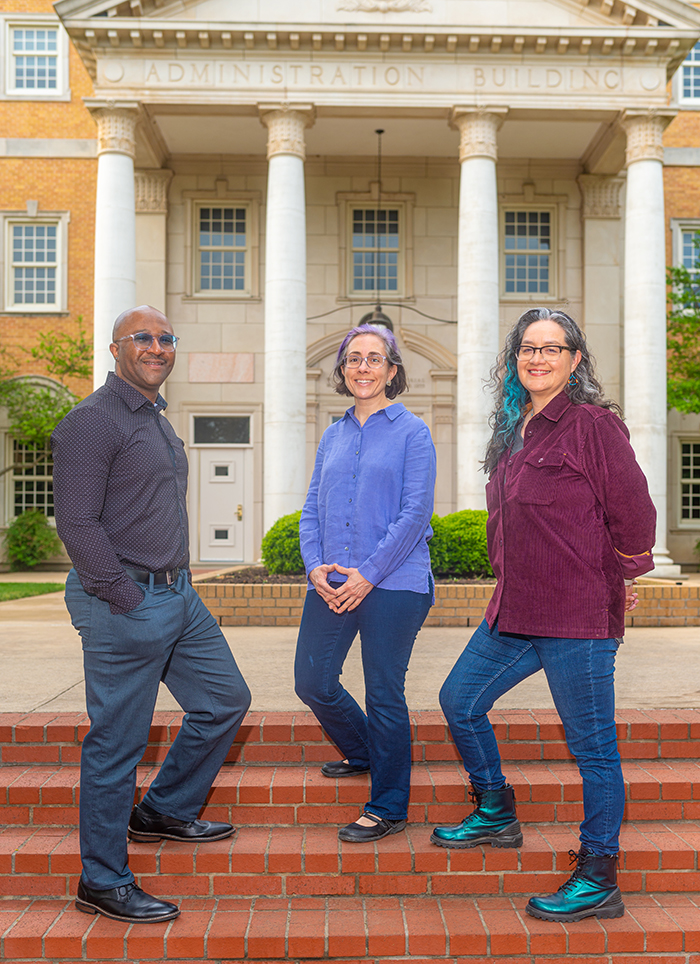 Photo of UNT faculty Quincy Davis, Ana M. Lopez and Priscilla Ybarra