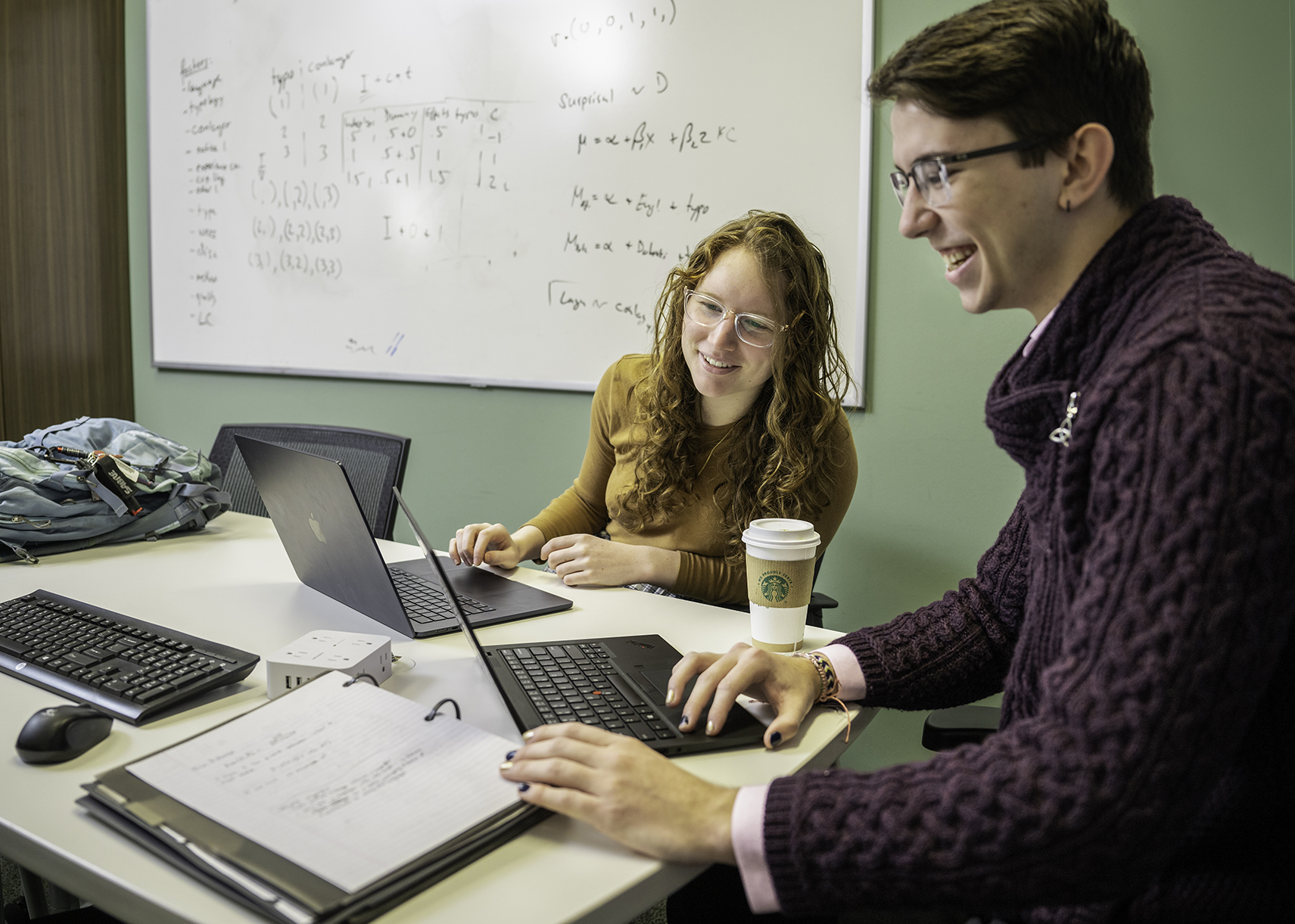 Photo of UNT student researchers Analiese Beeler and Carter Smith