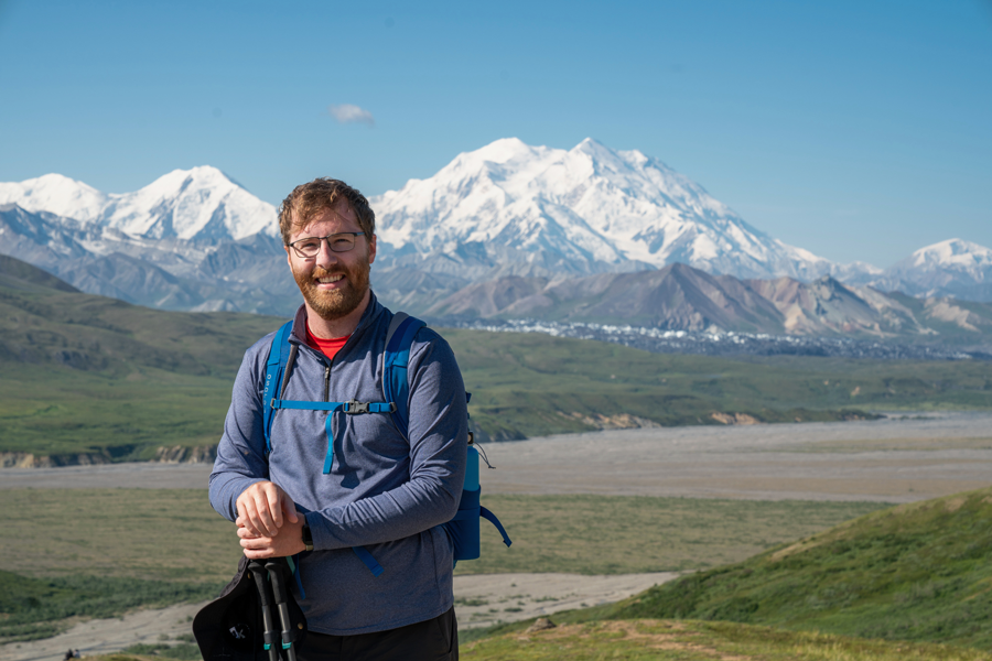 Garrison Gerard in front of mountain